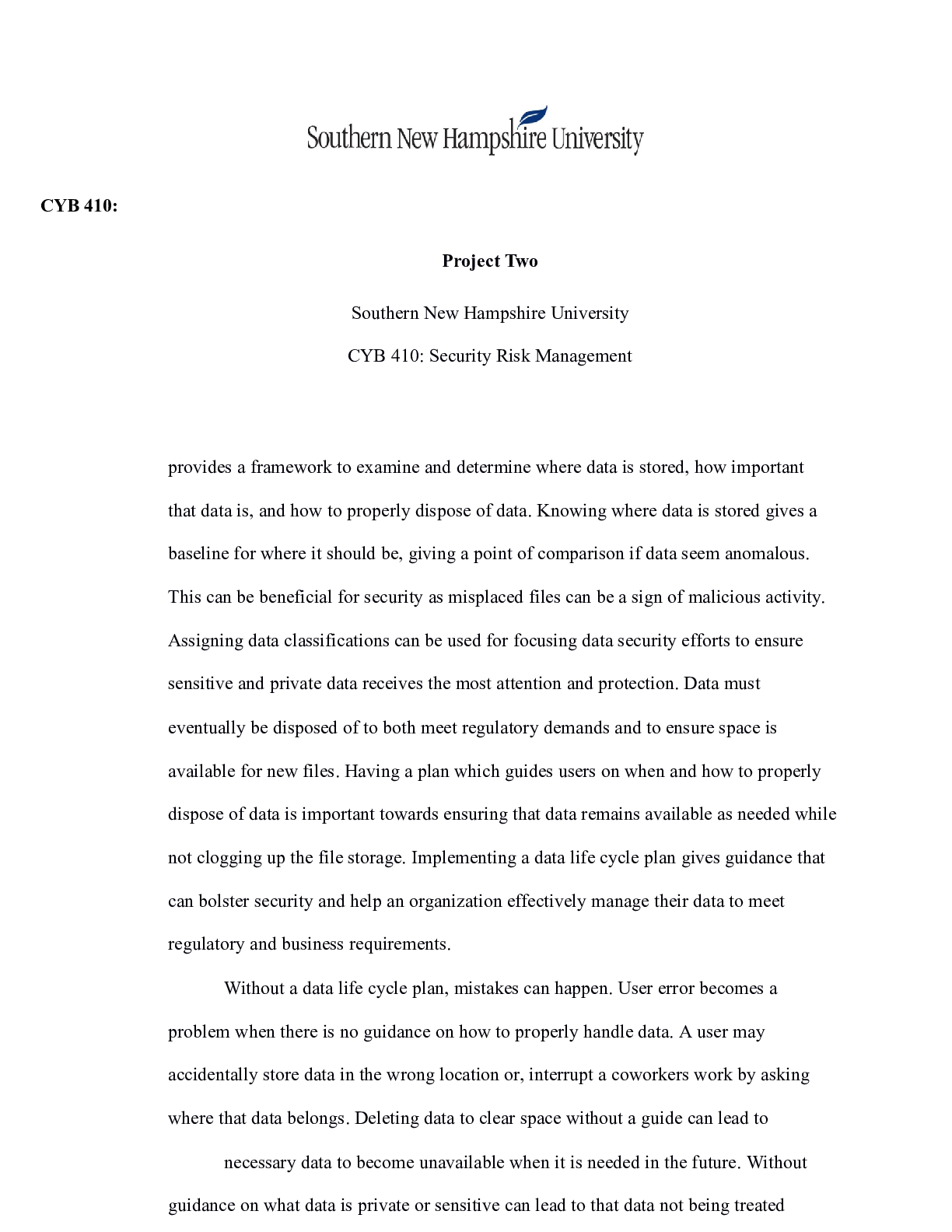 Preview image for CYB410 Project Two.docx    CYB 410:  Project Two  Southern New Hampshire University CYB 41